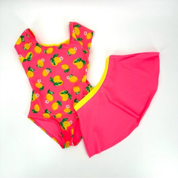 Cat & Jack lemon one piece swim suit with matching skirt Size M - Picture 1 of 5
